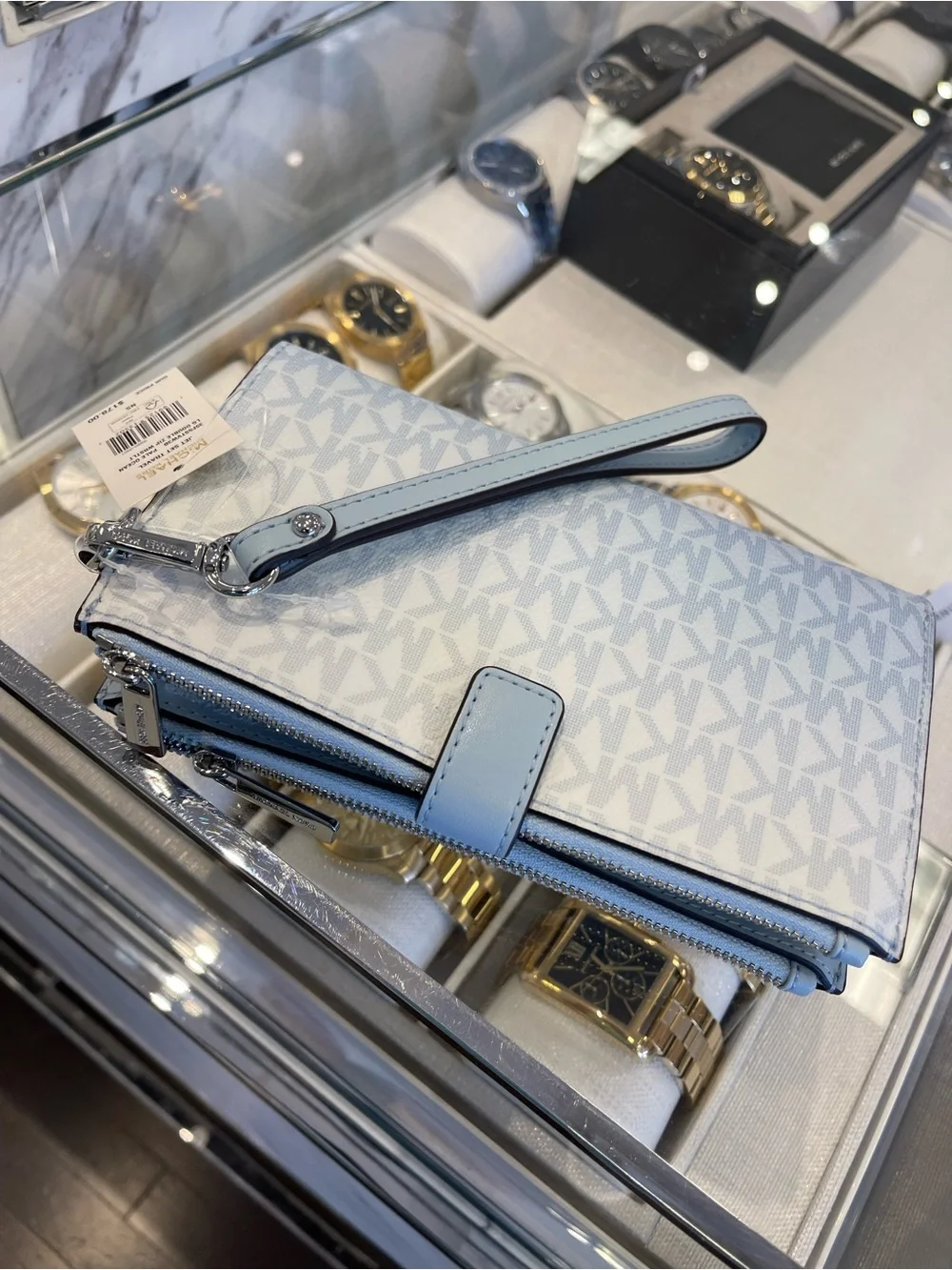 MICHAEL KORS Jet Set Large Double Zip Ombré Signature Logo Wristlet Phone Holder